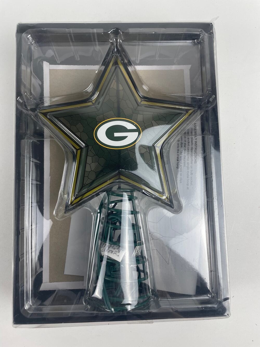 NIB Mosiac Tree Topper Stained Glass Green Bay Packers NFL 11.25”